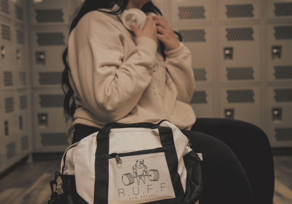 girl with gym bag